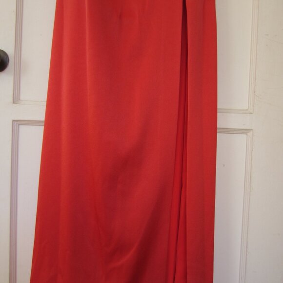 NWT Alice + Olivia Paulette Red Satin Dress One Shoulder Gown Poppy Size 12 - Picture 11 of 16